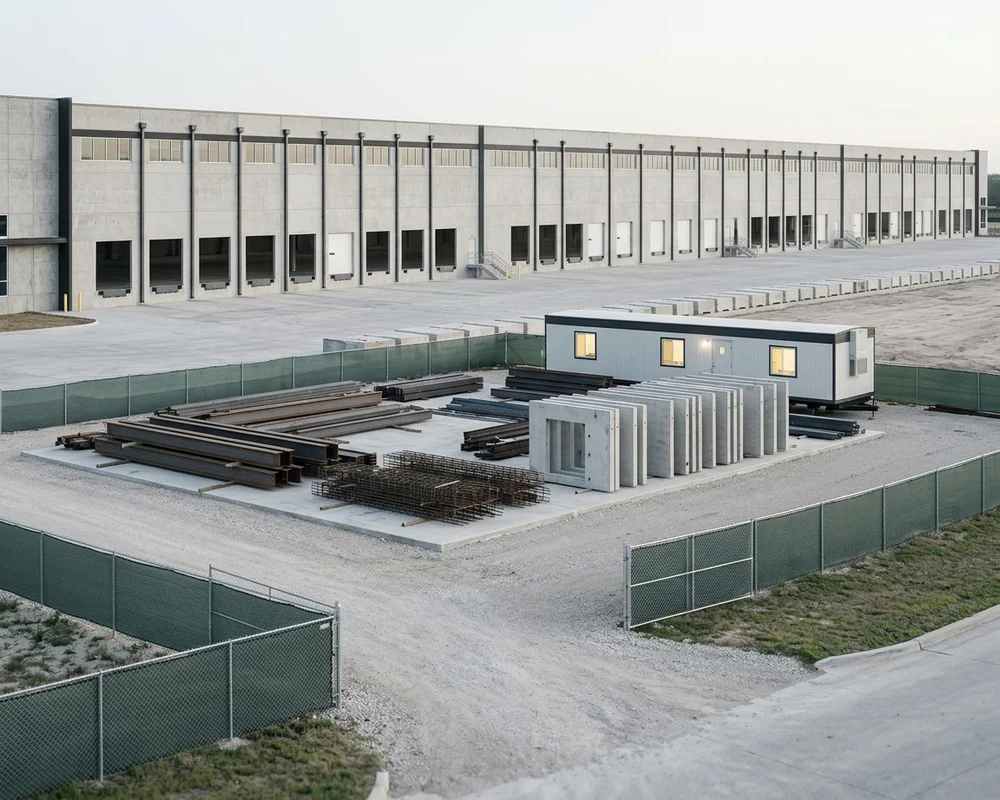 Weekly jobsite safety briefing with trade partners gathered around a superintendent